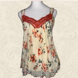Honey Punch Floral Cami Y2K with Lace Trim